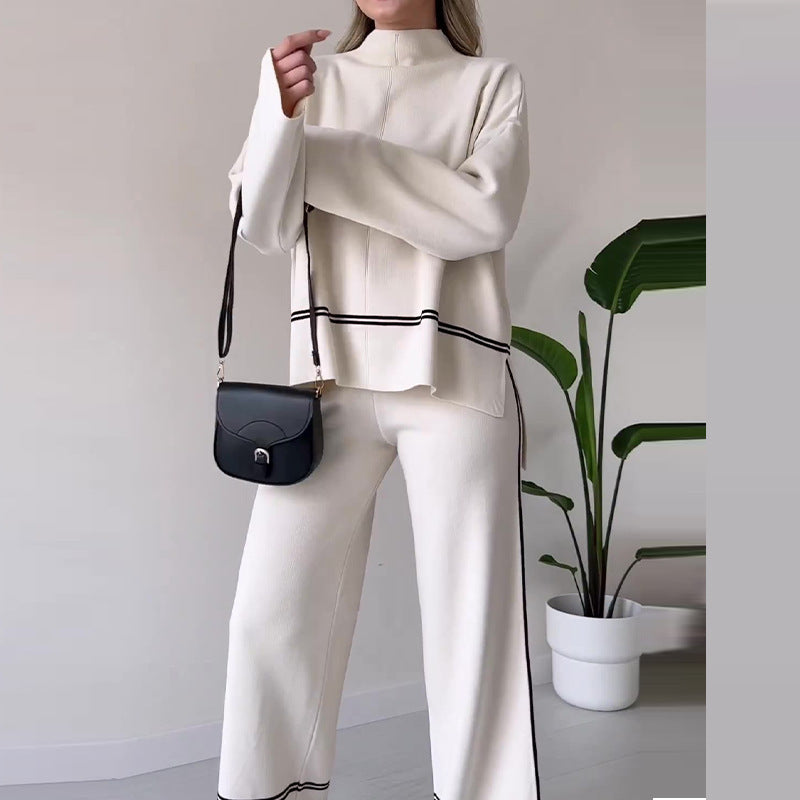 Solid Color Casual Top Loose And Comfortable Design Sense Bootcut Pants Suit