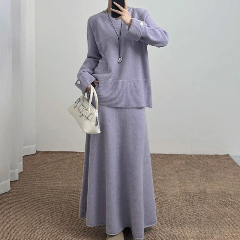 Fashion Casual Dress Long Sleeve Two-piece Sweater