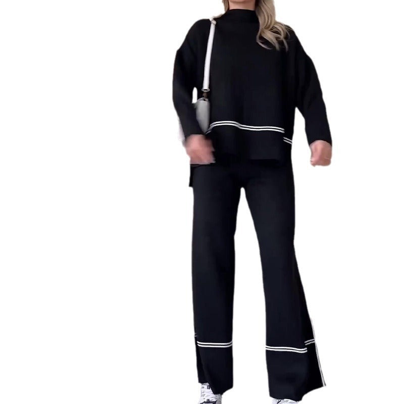 Solid Color Casual Top Loose And Comfortable Design Sense Bootcut Pants Suit