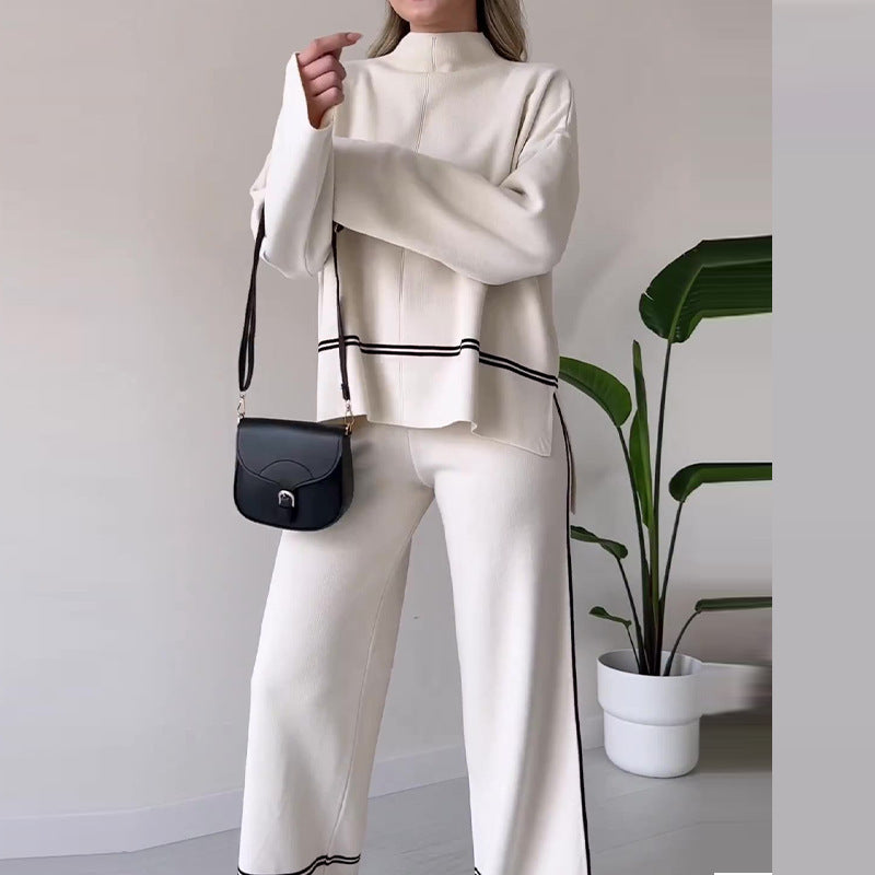 Solid Color Casual Top Loose And Comfortable Design Sense Bootcut Pants Suit