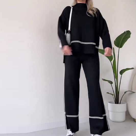 Solid Color Casual Top Loose And Comfortable Design Sense Bootcut Pants Suit
