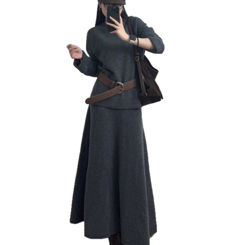 Fashion Casual Dress Long Sleeve Two-piece Sweater