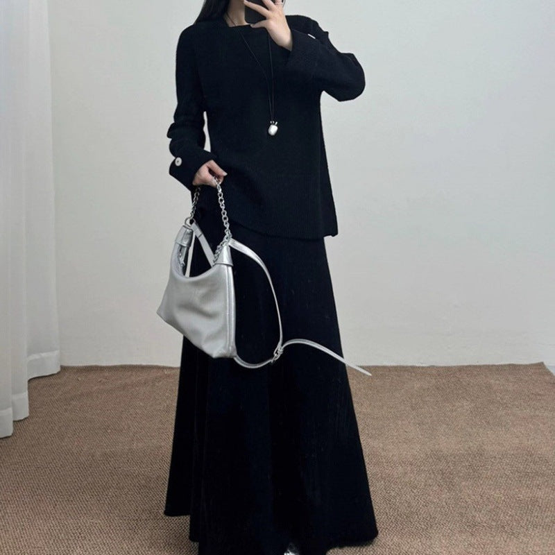 Fashion Casual Dress Long Sleeve Two-piece Sweater