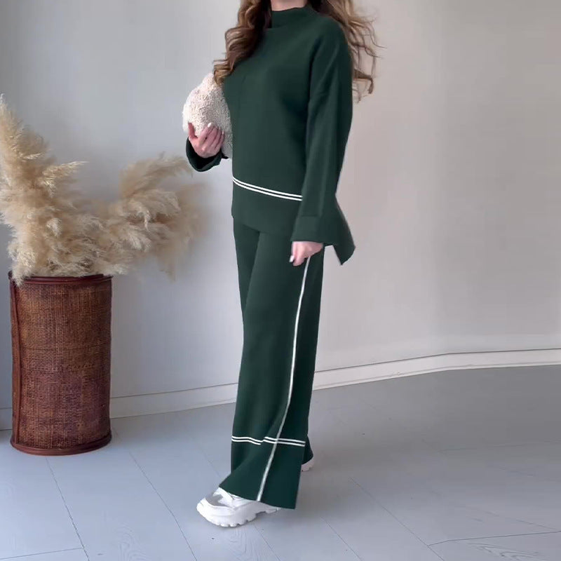 Solid Color Casual Top Loose And Comfortable Design Sense Bootcut Pants Suit