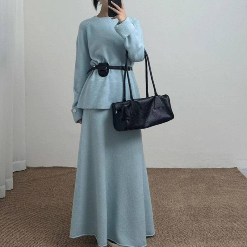 Fashion Casual Dress Long Sleeve Two-piece Sweater