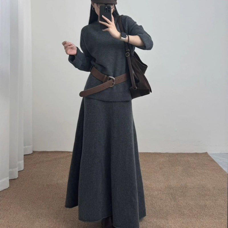 Fashion Casual Dress Long Sleeve Two-piece Sweater