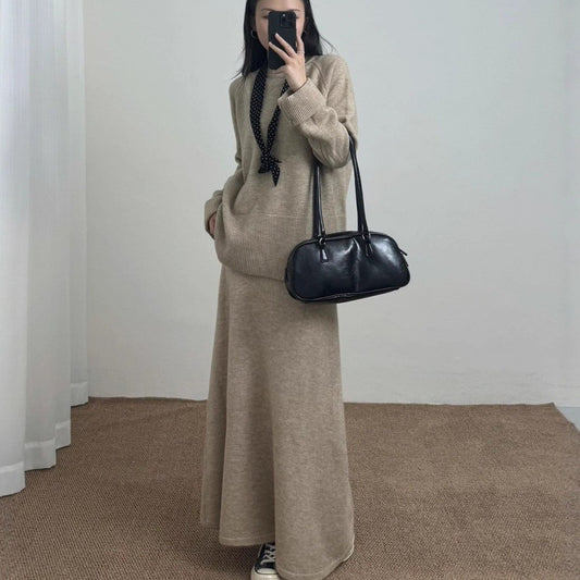 Fashion Casual Dress Long Sleeve Two-piece Sweater