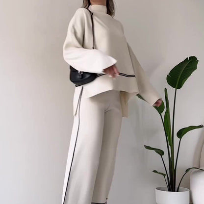 Solid Color Casual Top Loose And Comfortable Design Sense Bootcut Pants Suit