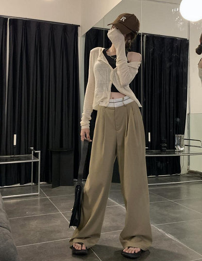 Autumn New Waist Design Casual Suit Pants