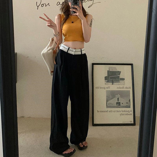 Autumn New Waist Design Casual Suit Pants